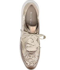 Ron White Zara Sequined Velvet Metallic Leather Footbed Sneakers