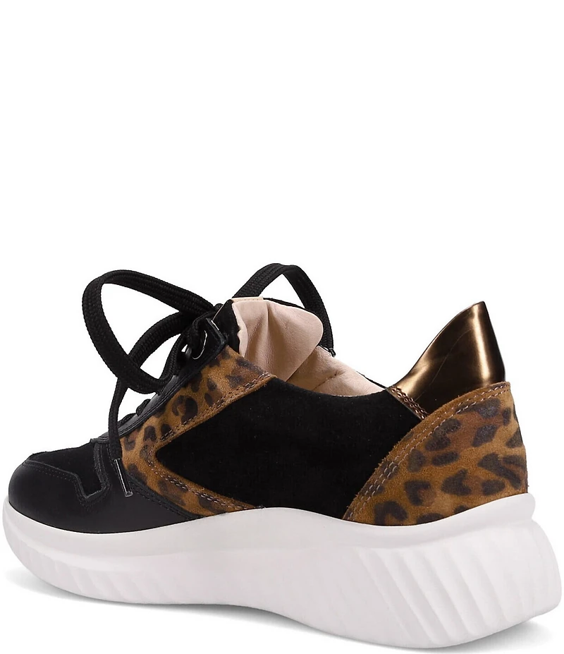 Ron White Zayla Leopard Print Suede Lace Up Wedge Sneakers