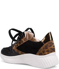 Ron White Zayla Leopard Print Suede Lace Up Wedge Sneakers