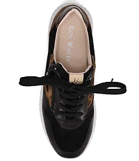 Ron White Zayla Leopard Print Suede Lace Up Wedge Sneakers