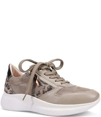 Ron White Zayla Leopard Print Suede Lace Up Wedge Sneakers