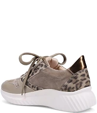 Ron White Zayla Leopard Print Suede Lace Up Wedge Sneakers
