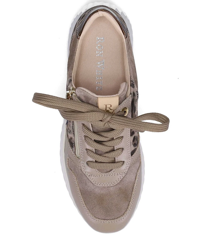 Ron White Zayla Leopard Print Suede Lace Up Wedge Sneakers