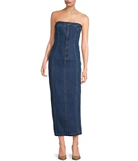RONNY KOBO Leopol Crepe Asymmetrical Halter Neck Strapless Sheath Dress