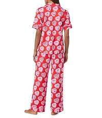 Room Service Frosted With Love Short Sleeve Notch Collar Cozy Jersey Knit Long Valentine's Day Pajama Set
