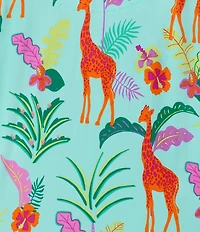 Room Service Plus Size Jungle Glow Print Short Sleeve Notch Collar Jersey Knit Pajama Set