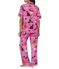 Room Service Potion Commotion Print Short Sleeve Notch Collar Jersey Knit Pajama Set