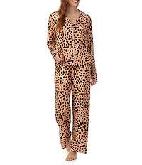 Room Service Printed Long Sleeve Notch Collar Knit Pajama Set