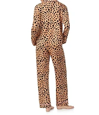 Room Service Printed Long Sleeve Notch Collar Knit Pajama Set