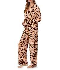 Room Service Printed Long Sleeve Notch Collar Knit Pajama Set