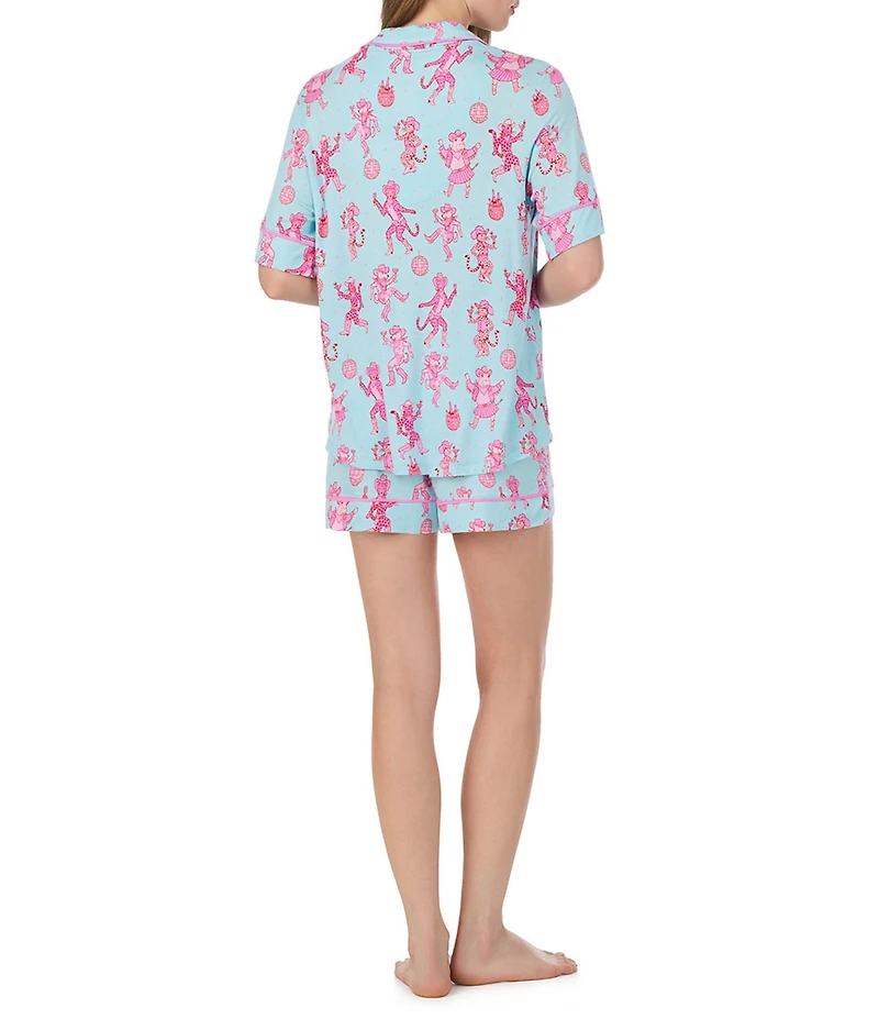 Room Service Short Sleeve Notch Collar Jersey Knit Rodeo Ready Short Pajama Set