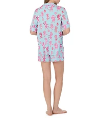 Room Service Short Sleeve Notch Collar Jersey Knit Rodeo Ready Short Pajama Set