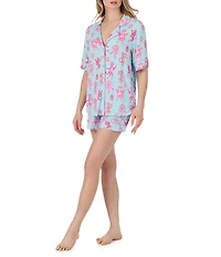 Room Service Short Sleeve Notch Collar Jersey Knit Rodeo Ready Short Pajama Set