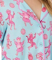 Room Service Short Sleeve Notch Collar Jersey Knit Rodeo Ready Short Pajama Set