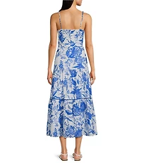 Ro's Garden Brittany Printed V-Neck Sleeveless Midi Dress