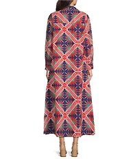 Ro's Garden Brussels Collar Neck Long Sleeve Button Front Midi Dress