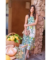 Ro's Garden Camilllie Printed Scoop Neck Sleeveless Midi Dress