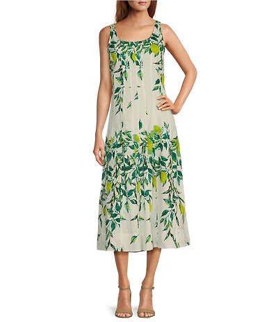 Ro's Garden Camilllie Printed Scoop Neck Sleeveless Midi Dress