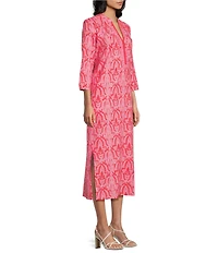 Ro's Garden Clorinda Soraya Woven Mandarin Collar 3/4 Sleeve Kurta Dress