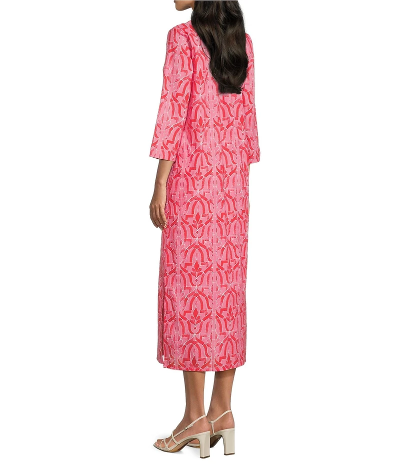 Ro's Garden Clorinda Soraya Woven Mandarin Collar 3/4 Sleeve Kurta Dress