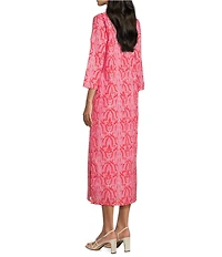 Ro's Garden Clorinda Soraya Woven Mandarin Collar 3/4 Sleeve Kurta Dress