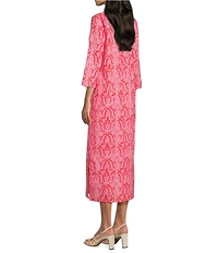 Ro's Garden Clorinda Soraya Woven Mandarin Collar 3/4 Sleeve Kurta Dress