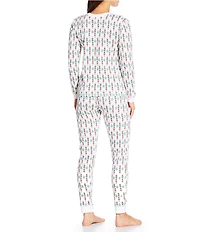 Ro's Garden Long Sleeve Henley & Jogger Knit Nutcracker Print Holiday Pajama Set