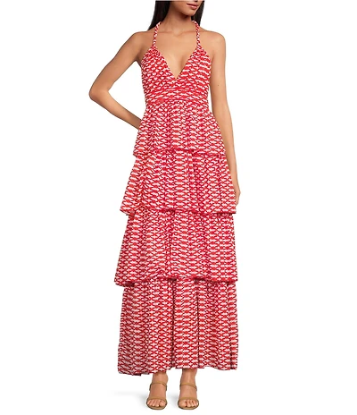 Ro's Garden Nevada Tiered V-Neck Sleeveless Maxi Dress