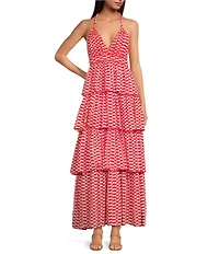 Ro's Garden Nevada Tiered V-Neck Sleeveless Maxi Dress