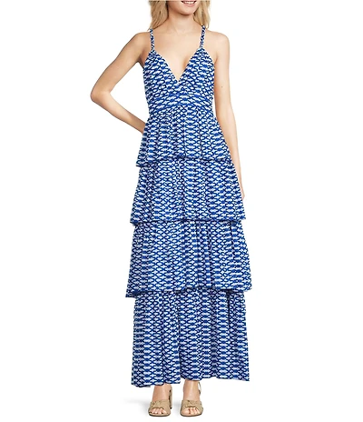 Ro's Garden Nevada Tiered V-Neck Sleeveless Maxi Dress