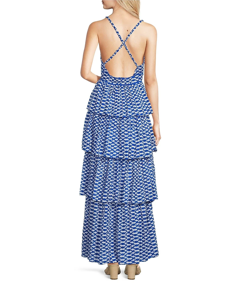 Ro's Garden Nevada Tiered V-Neck Sleeveless Maxi Dress