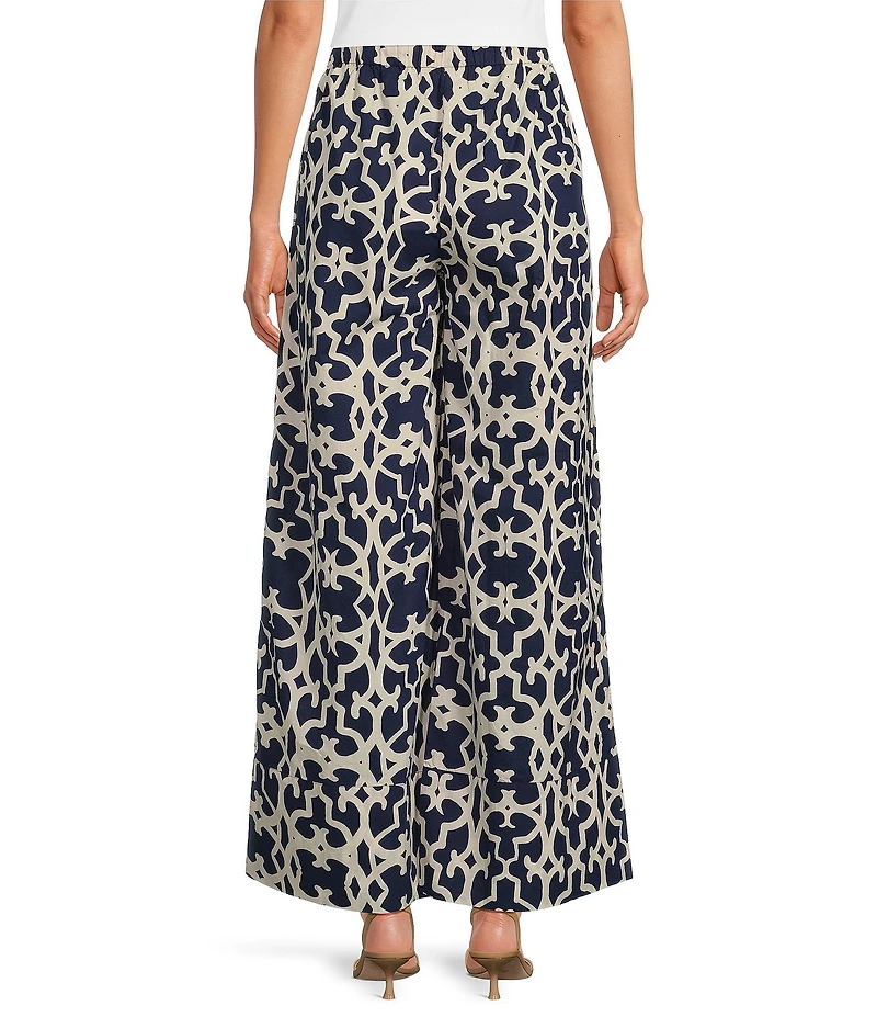 Ro's Garden Nico Printed Woven Tie Waist Wide Leg Pants