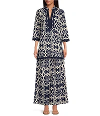 Ro's Garden Nico Printed Woven Tie Waist Wide Leg Pants