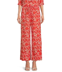 Ro's Garden Nico Woven Floral Print Elastic Waist Drawstring Pull-On Pants