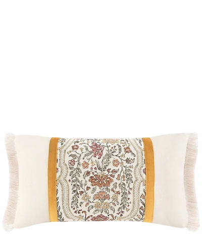 Rose Tree Baroda Pieced Fringed Reversible Boudoir Pillow