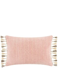 Rose Tree Belle Tassel Fringed Woven Herringbone Boudoir Pillow