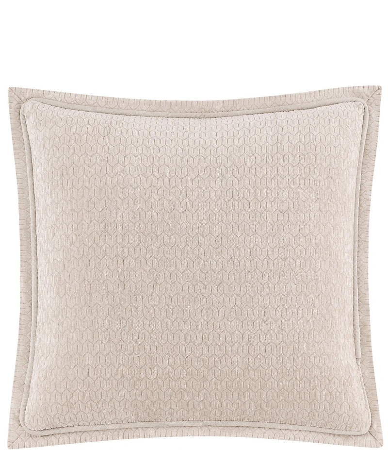 Rose Tree Cara Woven Geometric Framed Pattern Square Pillow