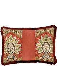 Rose Tree Harrogate Fringed Damask & Striped Reversible Breakfast Pillow