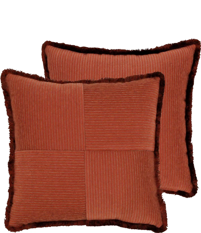 Rose Tree Harrogate Fringed Mitered Striped Reversible Square Pillow