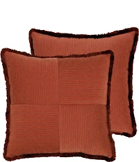 Rose Tree Harrogate Fringed Mitered Striped Reversible Square Pillow