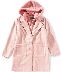 Rothschild Big Girls Plaid Reefer Sherpa Hooded Vestee Coat