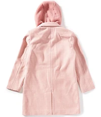 Rothschild Big Girls Plaid Reefer Sherpa Hooded Vestee Coat