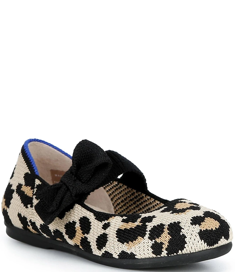 Rothy's Girls' The Tux Bow Leopard Print Knit Washable Mary Janes (Infant)