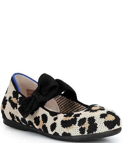 Rothy's Girls' The Tux Bow Leopard Print Knit Washable Mary Janes (Infant)