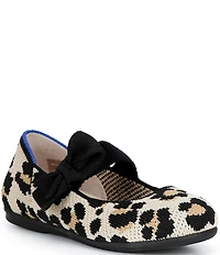 Rothy's Girls' The Tux Bow Leopard Print Knit Washable Mary Janes (Infant)