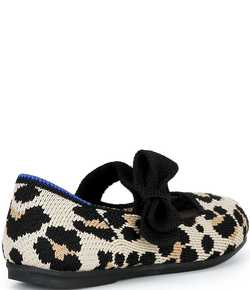 Rothy's Girls' The Tux Bow Leopard Print Knit Washable Mary Janes (Infant)