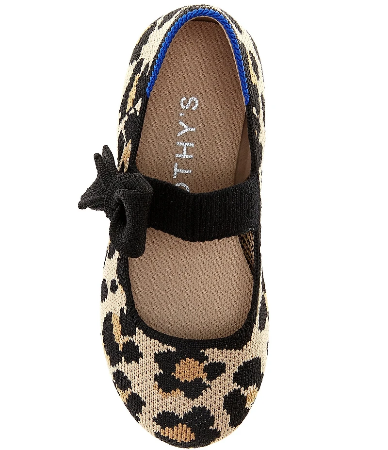 Rothy's Girls' The Tux Bow Leopard Print Knit Washable Mary Janes (Infant)