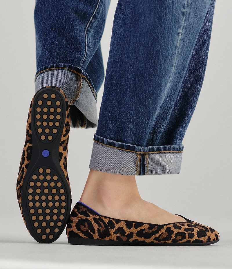 Rothy's The Daily Knit Washable Leopard Round Toe Flats