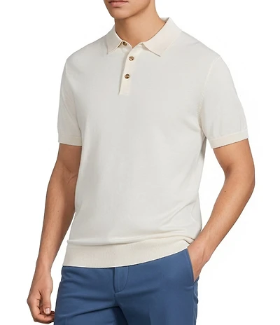 Roundtree & York Short Sleeve Jersey Solid Sweater Knit Polo