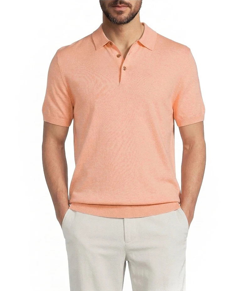 Roundtree & York Short Sleeve Jersey Solid Sweater Knit Polo